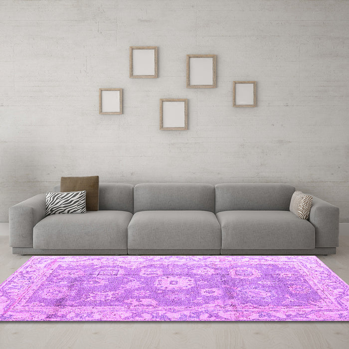 Machine Washable Abstract Purple Modern Area Rugs in a Living Room, wshabs4443pur