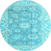 Round Machine Washable Abstract Light Blue Modern Rug, wshabs4443lblu