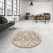 Round Abstract Camel Brown Modern Rug in a Office, abs4443