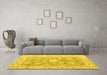 Machine Washable Abstract Yellow Modern Rug in a Living Room, wshabs4443yw