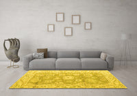 Machine Washable Abstract Yellow Modern Rug, wshabs4443yw