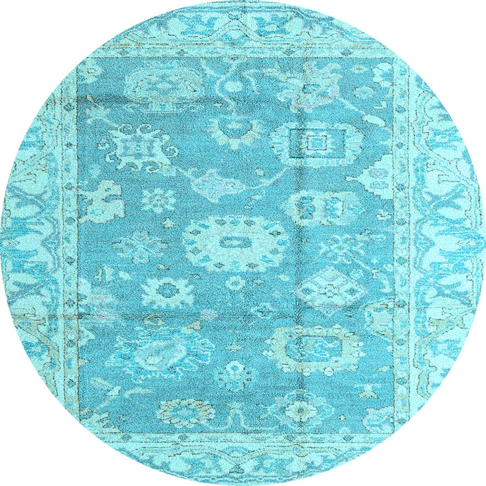 Round Abstract Light Blue Modern Rug, abs4443lblu