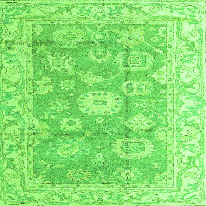 Square Machine Washable Abstract Green Modern Area Rugs, wshabs4443grn