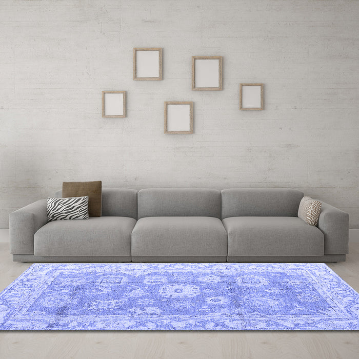 Machine Washable Abstract Blue Modern Rug in a Living Room, wshabs4443blu