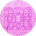 Round Machine Washable Abstract Pink Modern Rug, wshabs4443pnk