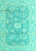 Machine Washable Abstract Turquoise Modern Area Rugs, wshabs4443turq