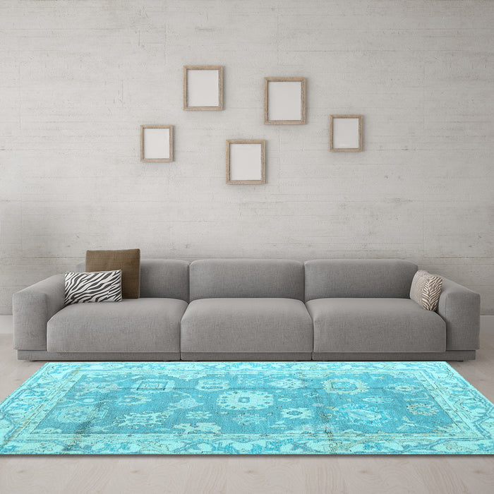 Machine Washable Abstract Light Blue Modern Rug in a Living Room, wshabs4443lblu