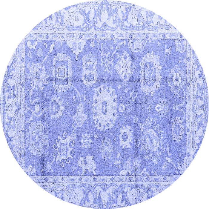 Round Abstract Blue Modern Rug, abs4443blu