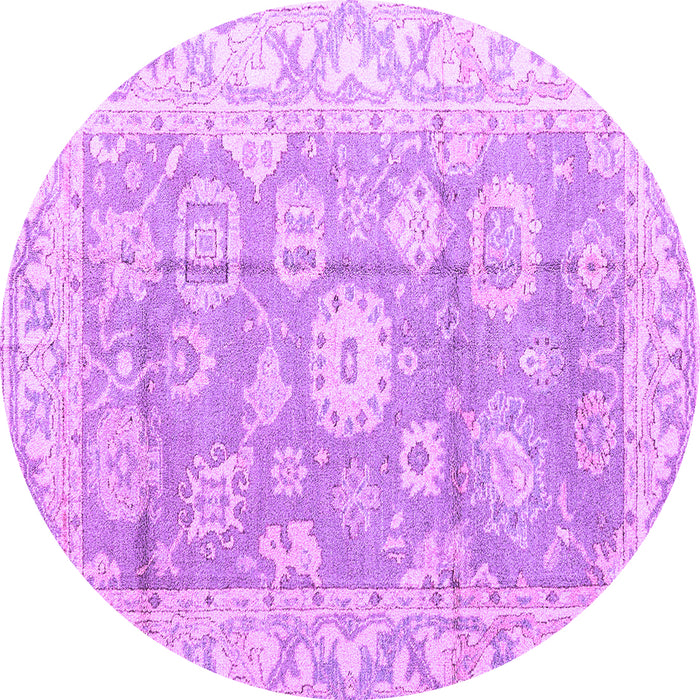 Round Abstract Purple Modern Rug, abs4443pur