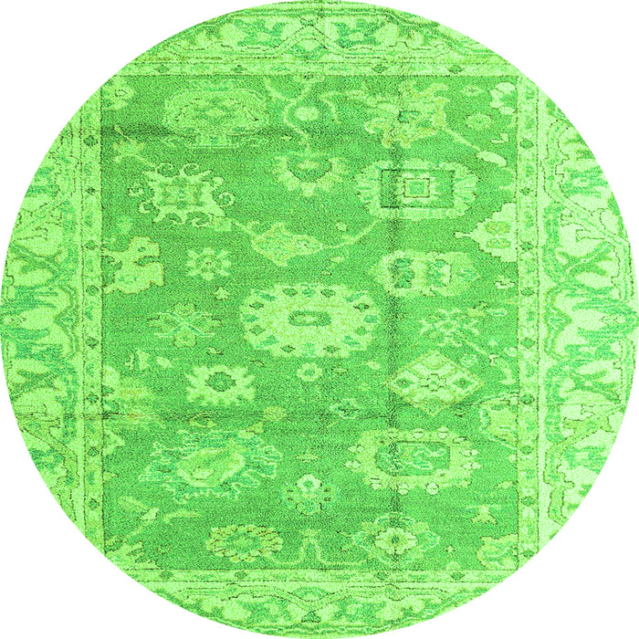 Round Machine Washable Abstract Green Modern Area Rugs, wshabs4443grn