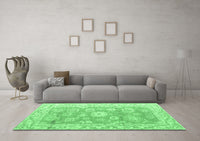 Machine Washable Abstract Emerald Green Modern Rug, wshabs4443emgrn