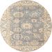 Round Abstract Camel Brown Modern Rug, abs4443