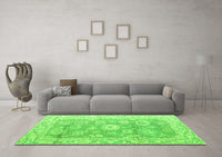 Machine Washable Abstract Green Modern Rug, wshabs4443grn