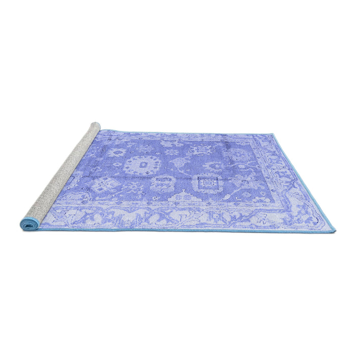 Sideview of Machine Washable Abstract Blue Modern Rug, wshabs4443blu