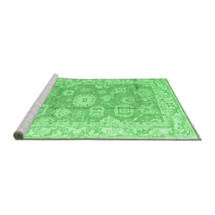 Sideview of Machine Washable Abstract Emerald Green Modern Area Rugs, wshabs4443emgrn