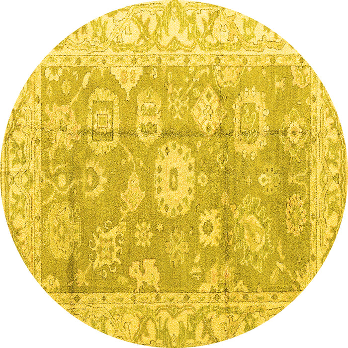 Round Machine Washable Abstract Yellow Modern Rug, wshabs4443yw