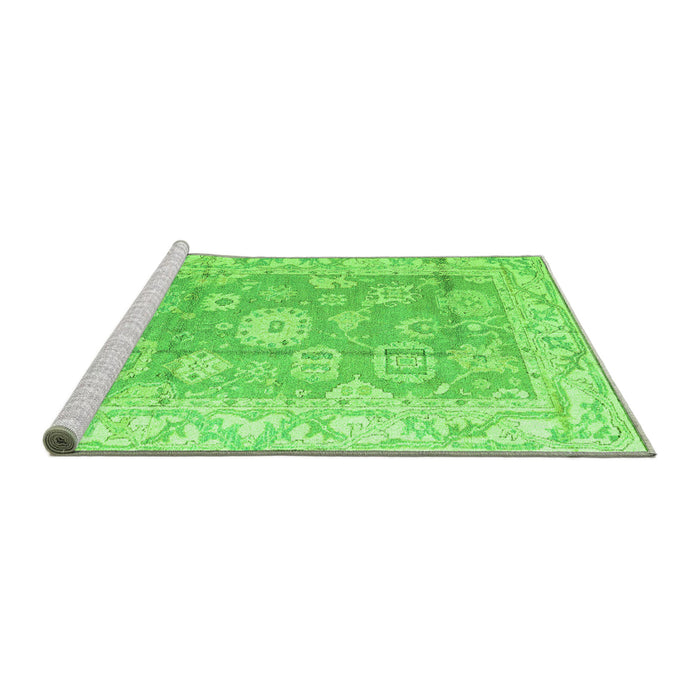 Sideview of Machine Washable Abstract Green Modern Area Rugs, wshabs4443grn