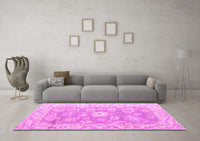 Machine Washable Abstract Pink Modern Rug, wshabs4443pnk