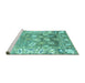 Sideview of Machine Washable Oriental Turquoise Traditional Area Rugs, wshabs4444turq