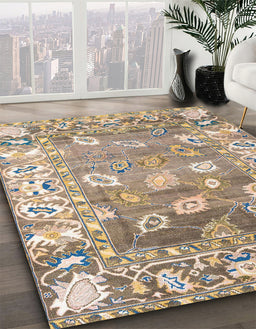 Abstract Brown Oriental Rug in Family Room, abs4444
