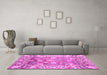 Machine Washable Oriental Pink Traditional Rug in a Living Room, wshabs4444pnk