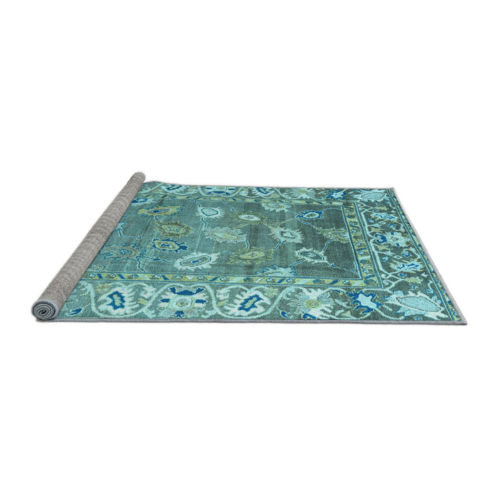 Sideview of Machine Washable Oriental Light Blue Traditional Rug, wshabs4444lblu