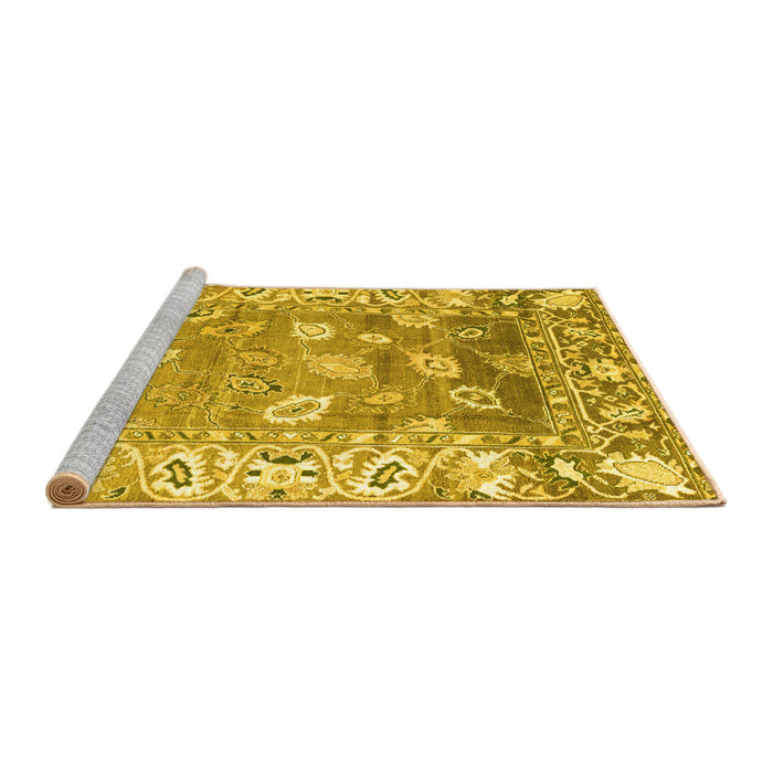 Sideview of Machine Washable Oriental Yellow Traditional Rug, wshabs4444yw