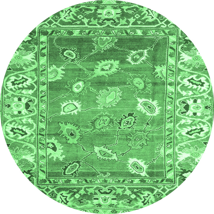 Round Oriental Emerald Green Traditional Rug, abs4444emgrn