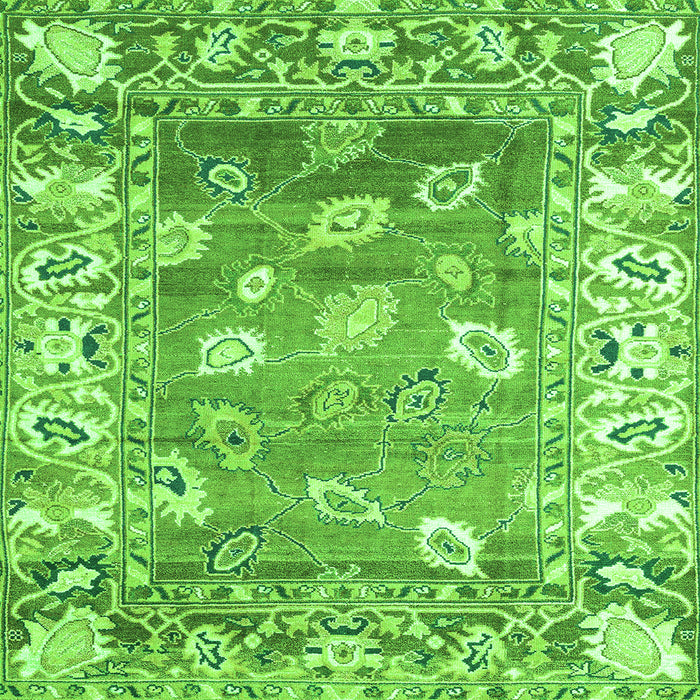 Square Machine Washable Oriental Green Traditional Area Rugs, wshabs4444grn
