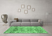 Machine Washable Oriental Emerald Green Traditional Area Rugs in a Living Room,, wshabs4444emgrn