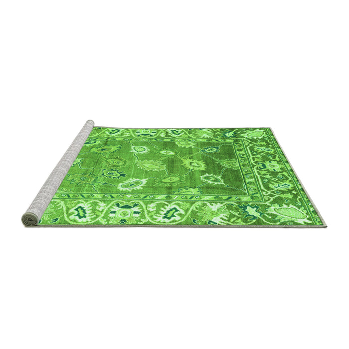 Sideview of Machine Washable Oriental Green Traditional Area Rugs, wshabs4444grn