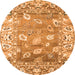 Round Oriental Orange Traditional Rug, abs4444org