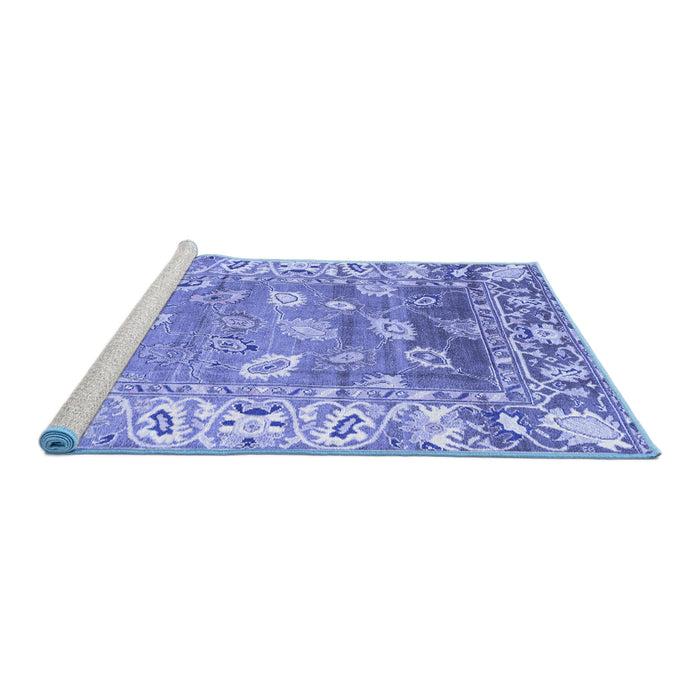Sideview of Machine Washable Oriental Blue Traditional Rug, wshabs4444blu