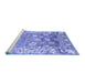 Sideview of Machine Washable Oriental Blue Traditional Rug, wshabs4444blu