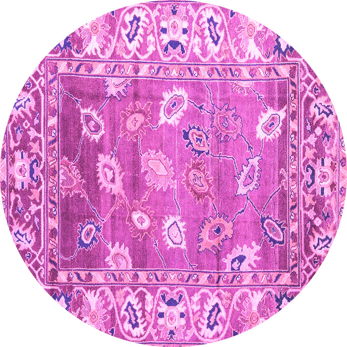 Round Oriental Pink Traditional Rug, abs4444pnk
