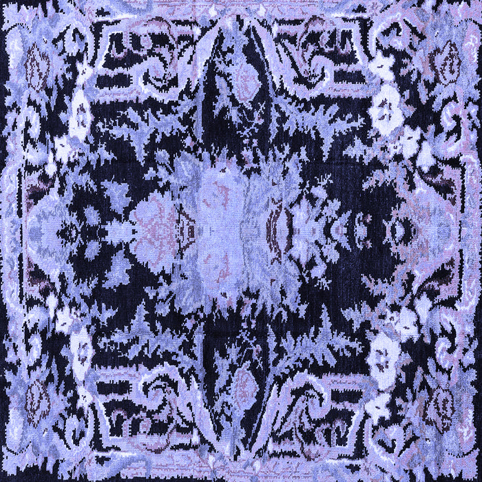 Square Machine Washable Medallion Blue French Rug, wshabs4445blu