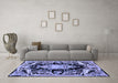 Machine Washable Medallion Blue French Rug in a Living Room, wshabs4445blu