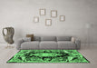 Machine Washable Medallion Emerald Green French Area Rugs in a Living Room,, wshabs4445emgrn