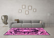 Machine Washable Medallion Pink French Rug in a Living Room, wshabs4445pnk