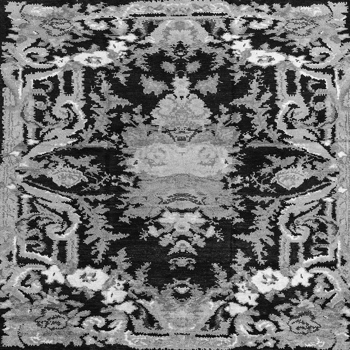 Square Machine Washable Medallion Gray French Rug, wshabs4445gry