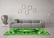 Machine Washable Medallion Green French Area Rugs in a Living Room,, wshabs4445grn