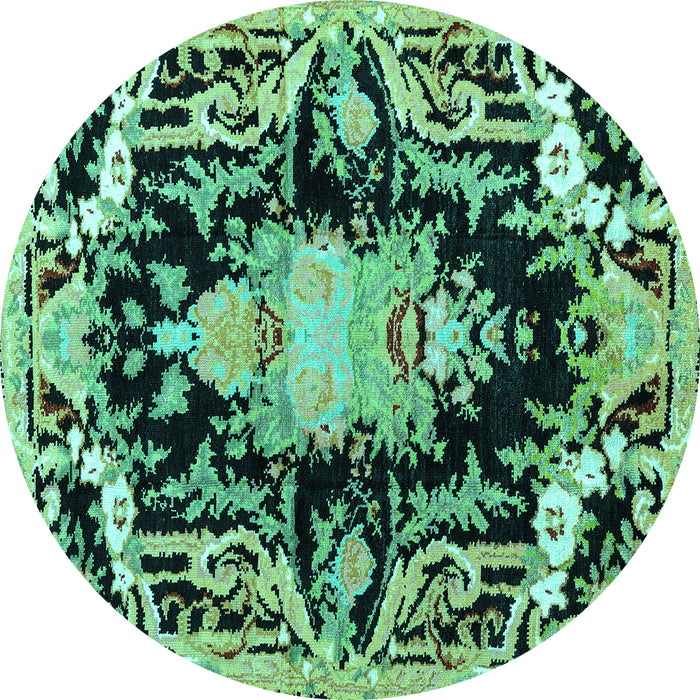 Round Medallion Turquoise French Rug, abs4445turq