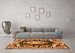 Machine Washable Medallion Orange French Area Rugs in a Living Room, wshabs4445org