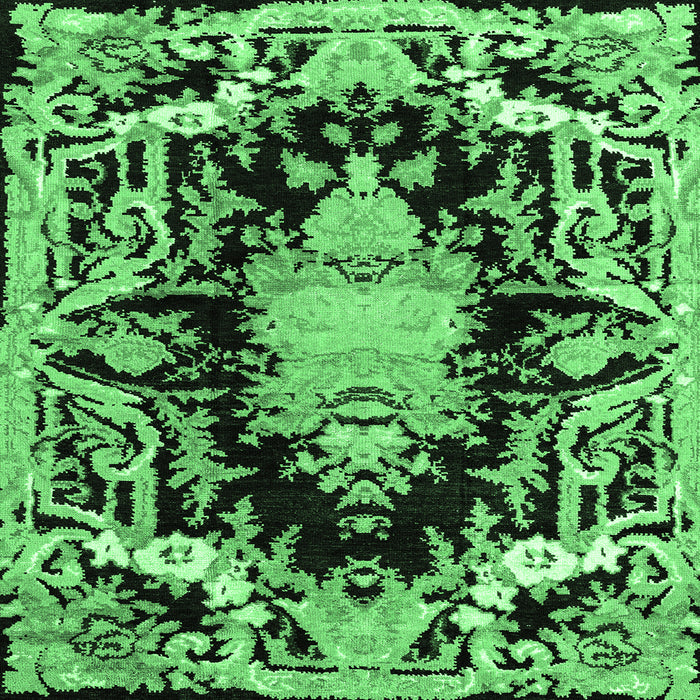 Square Medallion Emerald Green French Rug, abs4445emgrn