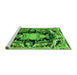 Sideview of Machine Washable Medallion Green French Area Rugs, wshabs4445grn