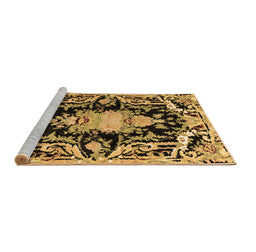Sideview of Machine Washable Medallion Brown French Rug, wshabs4445brn