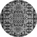 Round Southwestern Gray Country Rug, abs4446gry