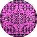 Round Southwestern Pink Country Rug, abs4446pnk