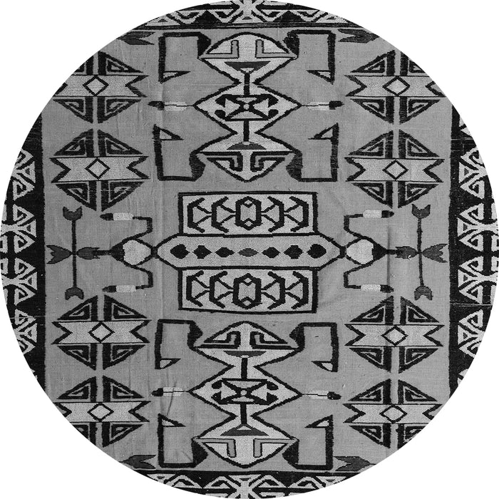 Round Machine Washable Southwestern Gray Country Rug, wshabs4446gry