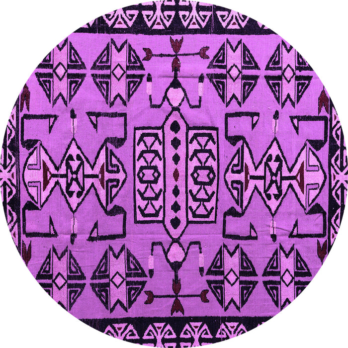 Round Machine Washable Southwestern Purple Country Area Rugs, wshabs4446pur